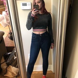 Sparkly long sleeve crop top